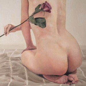 Rosetease III, original oil painting, figurative art by Zdenka Kiss