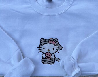 Geborduurde Halloween Kitty mummie trui