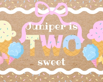 Hand-painted “TWO sweet” Birthday Banner: Hand-Painted Kraft Paper Banners