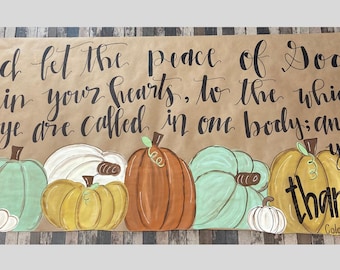 Hand-painted Thanksgiving or Friendsgiving Banner: Hand-Painted Kraft Paper Banners