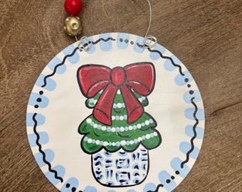Hand-Painted “Chinoiserie Tree” Wood Ornament