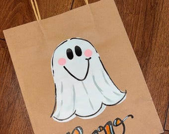 Hand-Painted “ Boo” Trick or Treat Bags