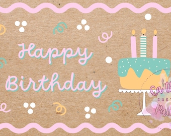 Hand-painted Simple Birthday Banner: Hand-Painted Kraft Paper Banners