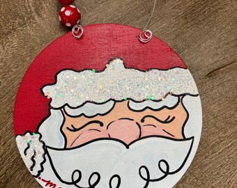 Hand-Painted “Santa” Wood Ornament
