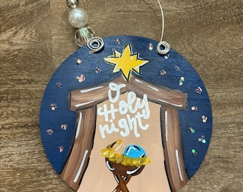 Hand-Painted “Nativity” Wood Ornament