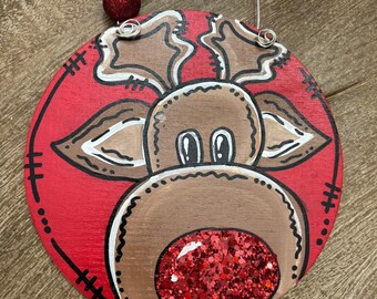 Hand-Painted “Reindeer” Wood Ornament