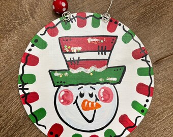 Hand-Painted “Snowman” Wood Ornament