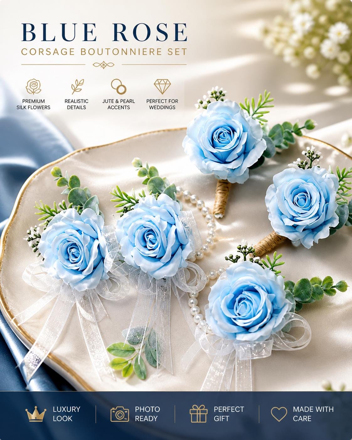 slim fit dress slacks Rose Corsage Boutonniere Artificial Flower – Rinlong Flower main image 0