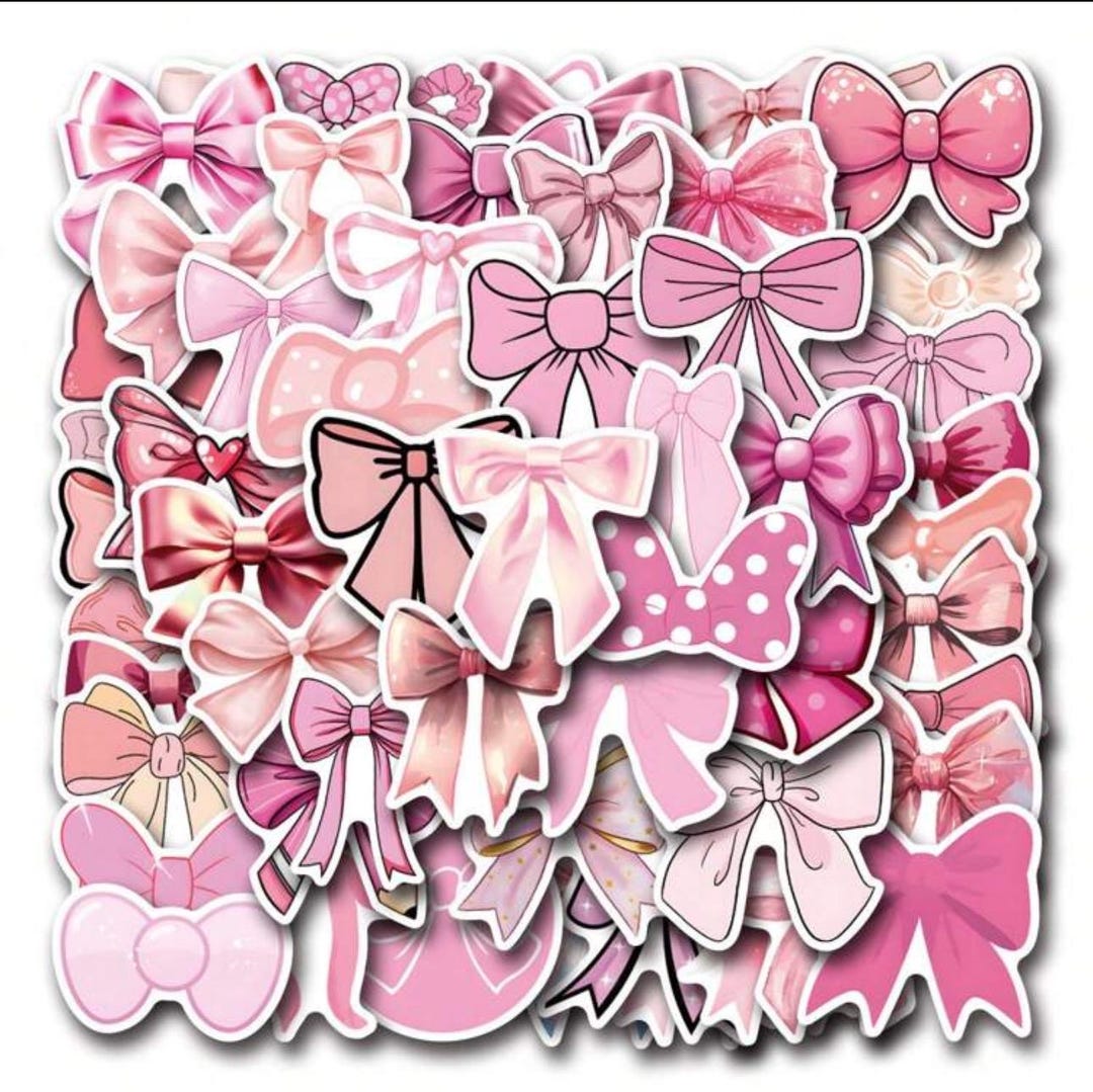 Coquette Pink Bow Stickers Set Cute Cartoon Waterproof Bow Sticker for ...