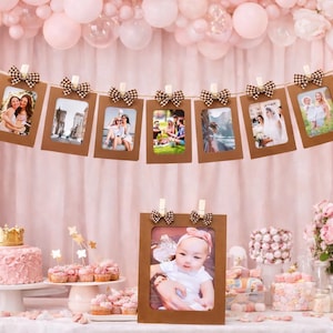 Rustic Hanging Photo Display: Kraft Brown Frames, Twine & Clothespins