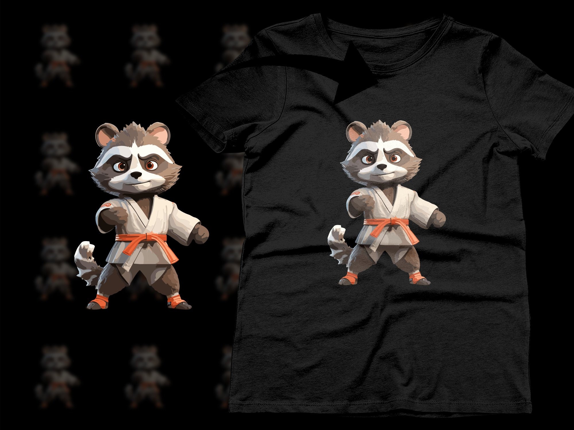 Cartoon Raccoon Karate SVG Png Eps, Commercial Use Clipart Vector ...