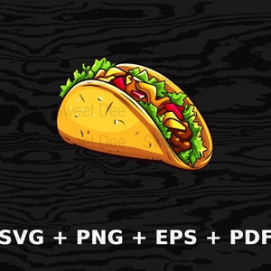 Cartoon Taco Svg Png Eps, Commercial use Clipart Vector Graphics for Wall Art, Tshirts, Sublimation, Print on Demand