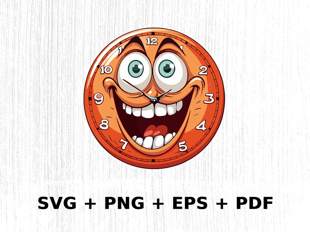 Cartoon Clock Face SVG Png Eps, Commercial Use Clipart Vector Graphics