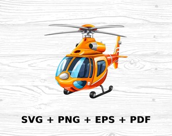 Cartoon Helicopter SVG Png Eps, Commercial use Clipart Vector Graphics for Wall Art, Tshirts, Sublimation, Print on Demand