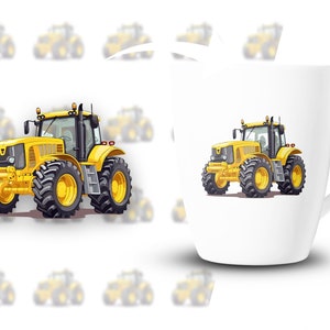 Cartoon Yellow Tractor SVG Png Eps, Commercial use Clipart Vector Graphics for Wall Art, Tshirts, Sublimation, Print on Demand image 3