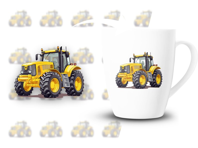 Cartoon Yellow Tractor SVG Png Eps, Commercial use Clipart Vector Graphics for Wall Art, Tshirts, Sublimation, Print on Demand image 3
