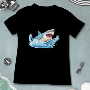 Shark Surfing SVG Png Eps, Commercial use Clipart Vector Graphics for Wall Art, Tshirts, Sublimation, Print on Demand