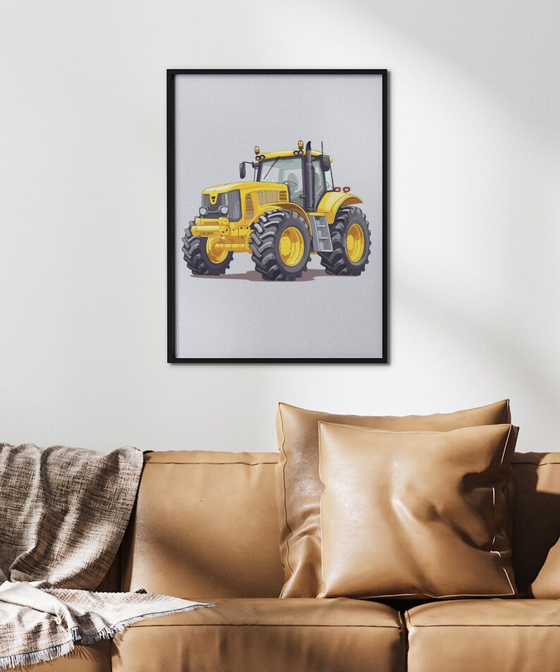 Cartoon Yellow Tractor SVG Png Eps, Commercial use Clipart Vector Graphics for Wall Art, Tshirts, Sublimation, Print on Demand image 4