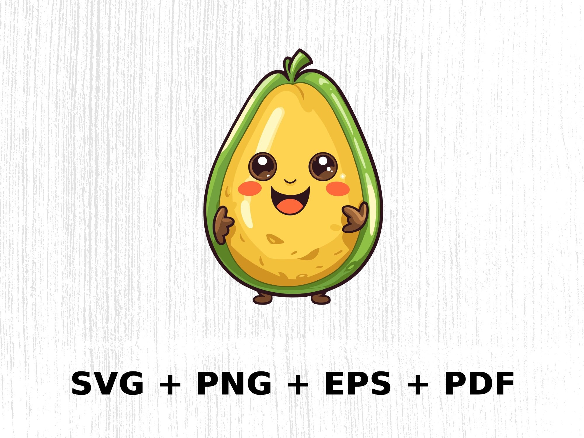 Kawaii Avocado SVG Png Eps, Commercial Use Clipart Vector Graphics for ...