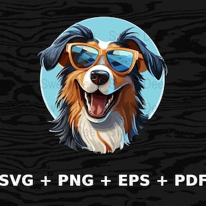 Cartoon Dog Sunglasses Svg Png Eps, Commercial use Clipart Vector Graphics for Wall Art, Tshirts, Sublimation, Print on Demand