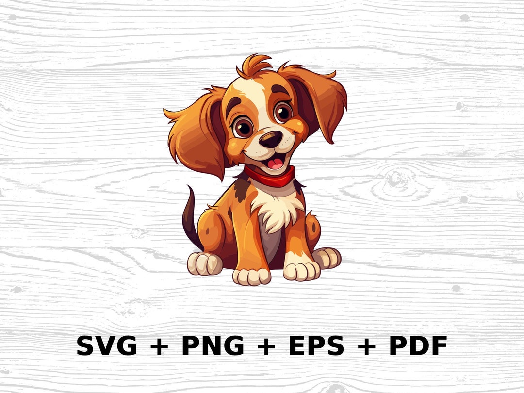 Cartoon Puppy Dog SVG Png Eps, Commercial Use Clipart Vector Graphics ...