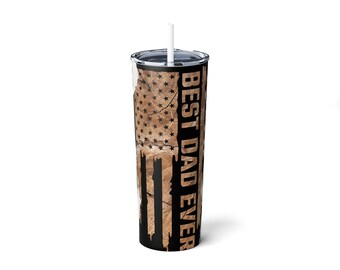 Best Dad Ever American Flag Tumbler - 20oz Skinny Steel
