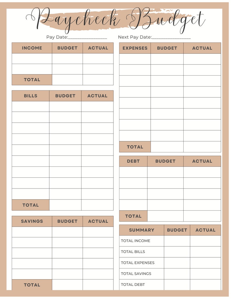 Simple Paycheck Budget Template Printable Budget Planner Digital Simple Paycheck Budget Template Printable Budget Planner Digital