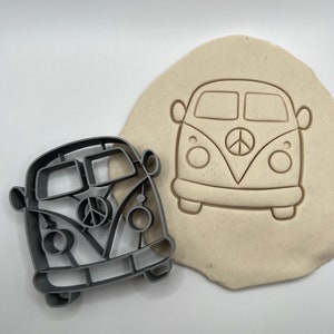 Hippie Peace Bus Cookie Cutter -  Cookie Dough, Clay, Fondant, Leather Imprinting