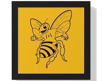 Bee-Themed Framed Horizontal Poster, Home Decor, Wall Art, Gift for Nature Lovers, Cute Bee Print, Insect Art for Kids Rooms, Yellow Decor