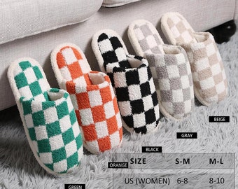 Super Soft Checker Board Patterned Home Indoor Floor Slippers