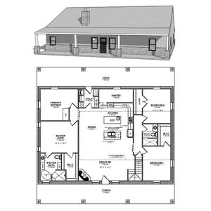 Pdf-bestand plattegrond - 3 slaapkamers / 2 badkamers - huisplattegrond naar huis ontworpen blauwdrukken huisplan - plattegrond #2306