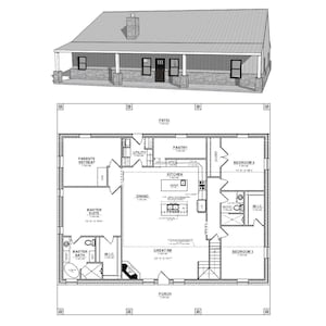 House Plans CAD File&#39;s - 3 Bdrm / 2 Bath - House Plan Home Designed Custom House Plan Blueprints - Plan #2306