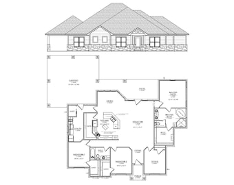 3 Bedroom House Plans with 2 Bathrooms: Custom Home Design Blueprints (DWG File) #2330