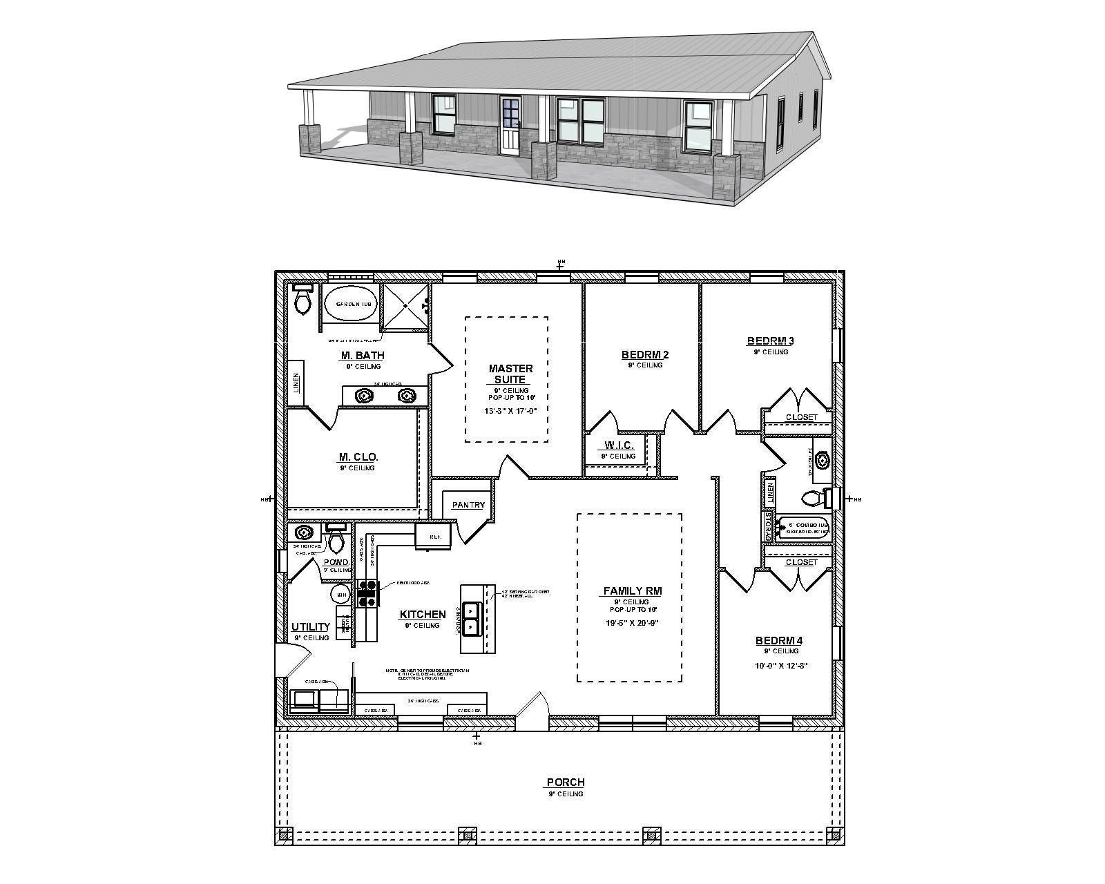 4 Bedroom House Plans With Elevations: Custom Home Design (PDF Download) -  Etsy Israel, image size:1600x1280