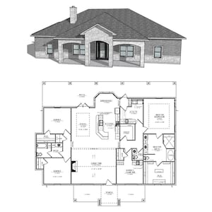 Pdf's met huisplattegronden - 4 slaapkamers / 2 1/2 badkamer - huisplattegrond, zelf ontworpen blauwdrukken huisplattegrond - plattegrond #2401