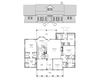3 Bedroom House Plans with Elevations - Custom Home Design (PDF Download) #2329