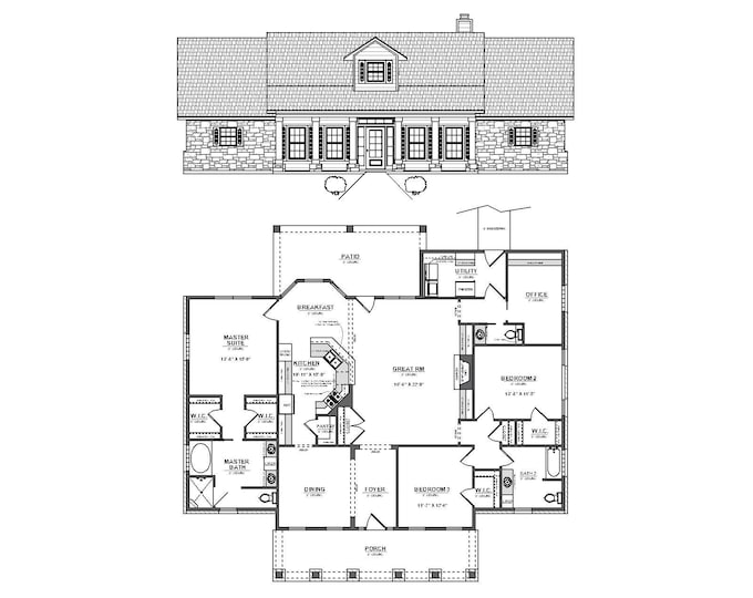 Lakeview House Plans - Open Plan Design - Modern Farmhouse 3 Bed/2 Bath ...