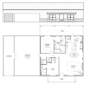 House Plans CAD File&#39;s - 2 Bdrm / 2 1/2 Bath - Barndominium House Plan Home Designed Custom House Plan Blueprints - Plan #2504