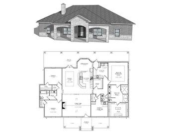 House Plans CAD Files - 4 Bdrm / 2 1/2 Bath - House Plan Home Designed Custom House Plan Blueprints
