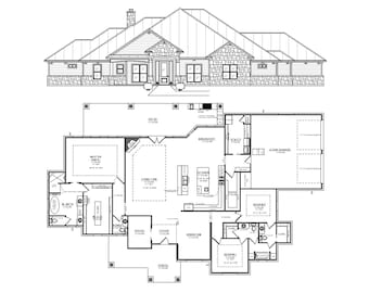 3 Bedroom House Plans with Elevations & Foundation (DWG Digital Download) - Plan #2334
