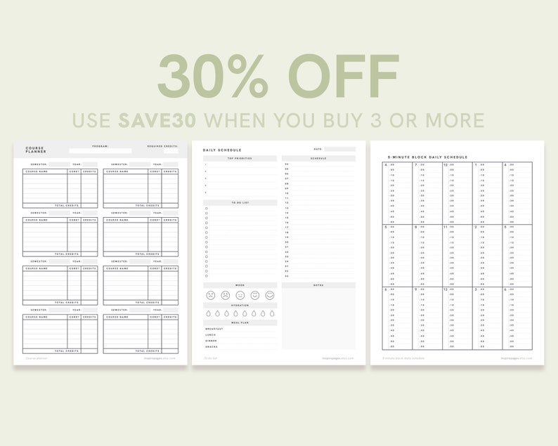 Printable 30-minute Block Daily Planner, Daily Schedule, Portrait ...