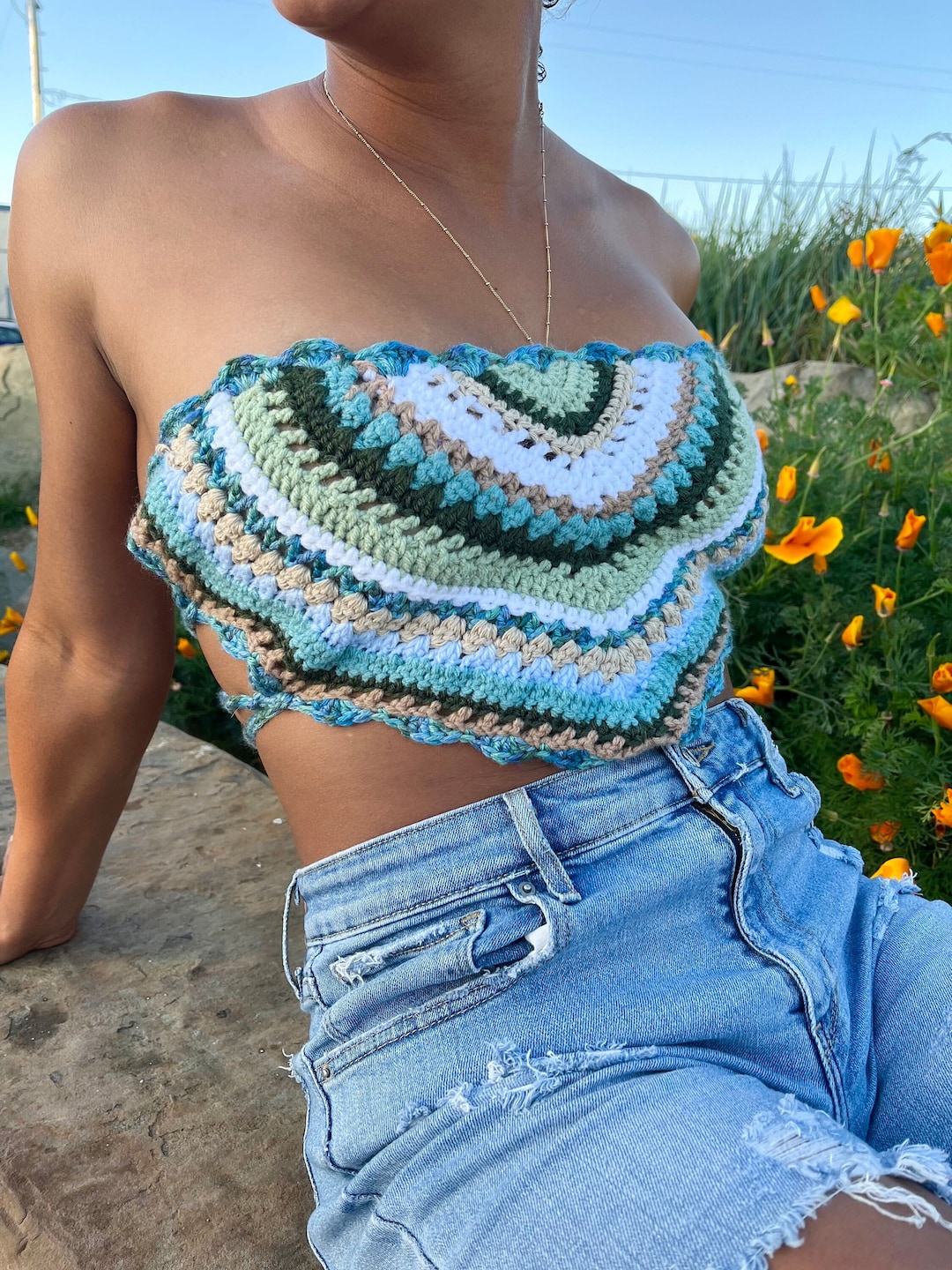 Boho Striped Mandala Bandana Crochet Top Pattern - Etsy