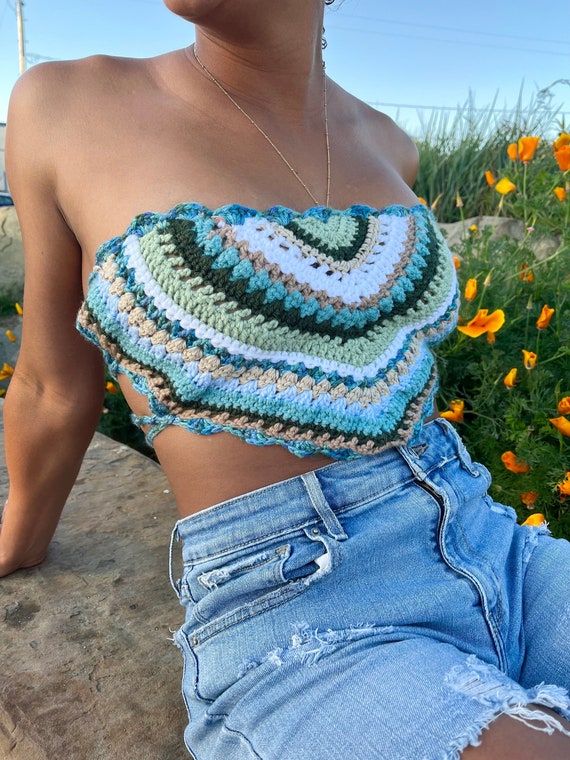 Boho Striped Mandala Bandana Crochet Top Pattern - Etsy Boho Striped Mandala Bandana Crochet Top Pattern - Etsy