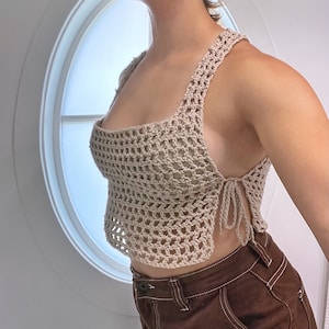 Square Neck Mesh Tunic Crochet Tank Top Pattern - Etsy
