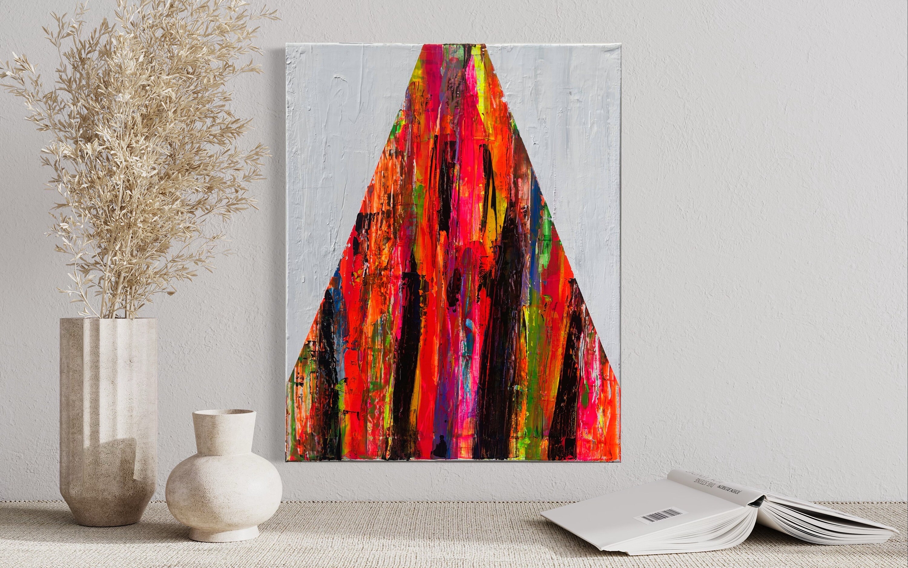 キャンバスに描かれた幾何学模様のアクリル画 - Etsy 日本