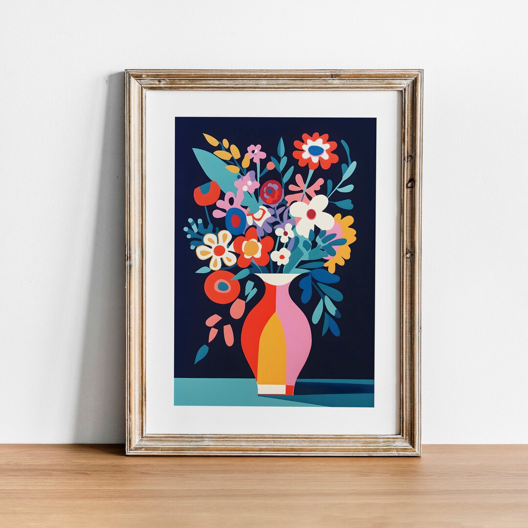 Floral Art Print, Mid Century Modern Flowers, Abstract Botanical ...