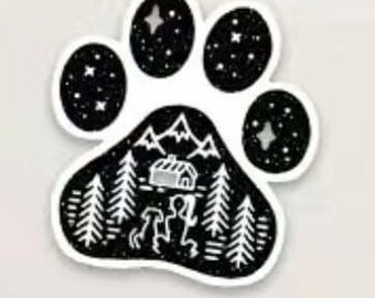 Camping Hiking Climbing Outdoors Dog Paw Sticker