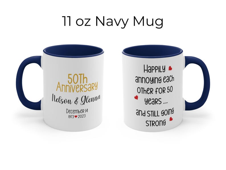Customized 50th or 25th Anniversary Mug, Golden Silver Marriage
