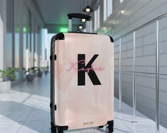 Personalized Rolling Suitcase Monogrammed Luggage Available In 3 Sizes, Carry On 22 in, M 27 in, L 31 in, 360 Degree Swivel Wheels