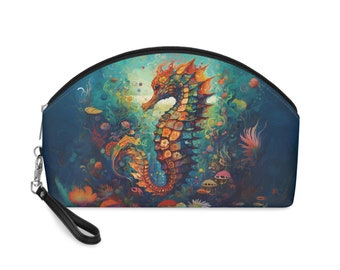 Makeup Bag Toiletry Bag Colorful Sea Horse Cosmetic Bag